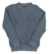 Modrý melírovaný svetr s nášivkou Lyle&Scott