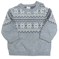 Šedý melírovaný svetr se vzorem H&M