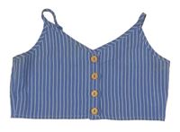 Modro-biely pruhovaný prepínaci crop top Shein