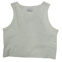 Smotanový rebrovaný crop top Zara
