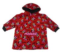 Červená chlupatá oversize mikina s Minnie a kapucí Primark