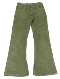Khaki manšestrové flare kalhoty Zara