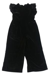 Černý třpytivý sametový culottes overal s volánky Dunnes