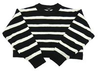 Čierno-biely pruhovaný vlnený crop sveter New Look