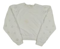 Biela crop mikina s perforovanými rukávy H&M
