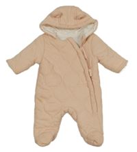 Růžová prošívaná zateplená kombinéza s kapucí George