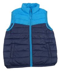 Tmavomodro-azurová prošívaná šusťáková zateplená vesta Dunnes