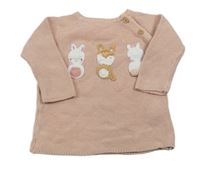 Ružový sveter so zvířaty F&F