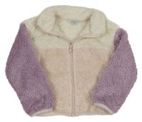 Smetanovo-růžovo-lila chlpatá prepínaci mikina Primark