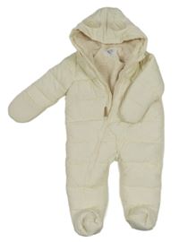Krémová šusťáková zimní kombinéza s kapucí F&F