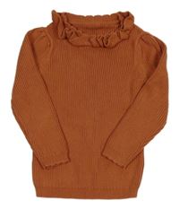 Skořicový rebrovaný sveter s golierikom George