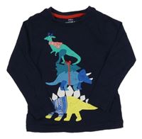 Tmavomodré triko s dinosaury M&S
