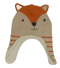 Béžovo-cihlová vlněná čepice - liška Jojo Maman Bébé