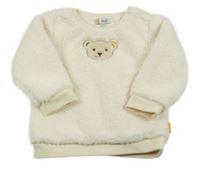 Krémová chlpatá podšitá mikina s medvěďom Steiff