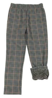 Černo-šedo-růžové kostkované zateplené legíny Topolino