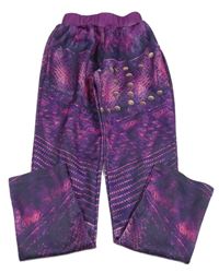 Fialovo-ružové vzorované legíny