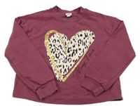 Vínová mikina so vzorovaným srdcem River Island