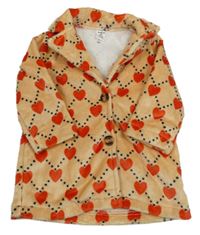 Svetlohnedý károvaný chlpatý kabát so srdiečkami Shein