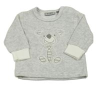 Světlešedé melírované sametové triko s medvědem