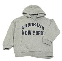 Sivá melírovaná mikina s nápisom a kapucňou F&F