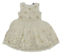 Smetanové tylové šaty s hvězdami z flitrů Primark