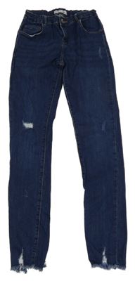 Tmavomodré skinny rifle s vyšúchaním Tiffosi