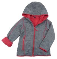 Tmavomodrá melírovaná zateplená propínací mikina s kapucí Kiki&Koko