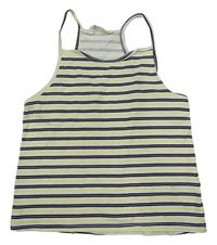 Bielo-čierno-žltý pruhovaný crop top H&M