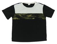 Čierno-biele tričko s army pruhom Shein