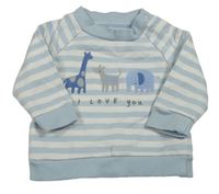 Bielo-modrá pruhovaná ľahká mikina so zvířaty Mothercare