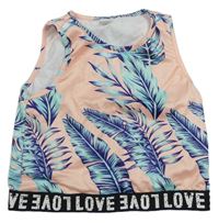 Meruňkovo-zeleno-modrý crop top s pierkami shein