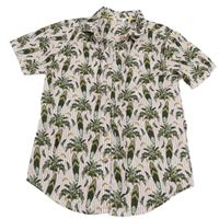 Bílo-khaki vzorovaná košeľa s palmami M&Co.