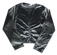 Tmavosivé zamatové crop tričko Zara