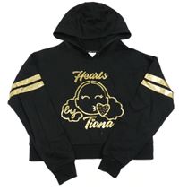Čierna crop mikina s dívkou a kapucňou George