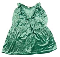 Zelené sametové šaty s volánkem H&M