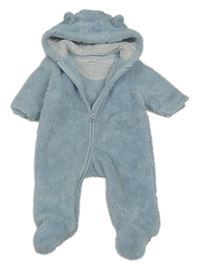 Svetlomodrá chlpatá kombinéza s kapucňou Next