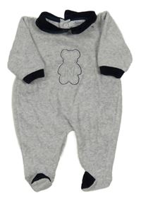 Sivý zamatový overal s medvěďom