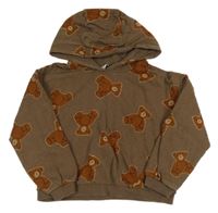 Hnedá crop mikina s medveďmi a kapucňou Pep&Co