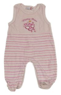 Světlerůžové pruhované sametové dupačky s obrázkom NKD