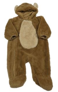 Hnedá kožušinová podšitá kombinéza s kapucňou M&S