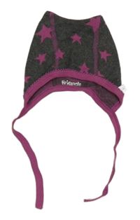 Šedo-růžová čepice s hvězdami 