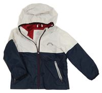 Bielo-tmavomodrá šušťáková jarná bunda s kapucňou C&A