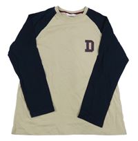 Béžovo-tmavomodré triko s písmenem M&S