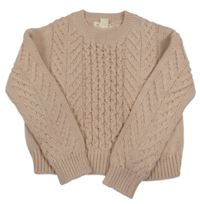 Svetloružový vzorovaný crop sveter H&M