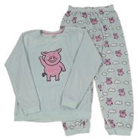 Světlemodré plyšové pyžamo s prasátky M&S