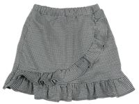 Čierno-sivá kockovaná sukňa s volánikom F&F