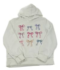 Biela ľahká mikina s mašličkami a kapucňou Shein