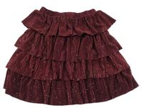 Vínová vrstvená silonová trblietavá sukňa