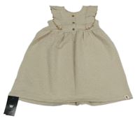 Nové - béžovo-biele pruhované šaty s volánikmi