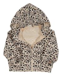 Svetloružová -čierna leopardí jesenná bunda s kapucňou H&M